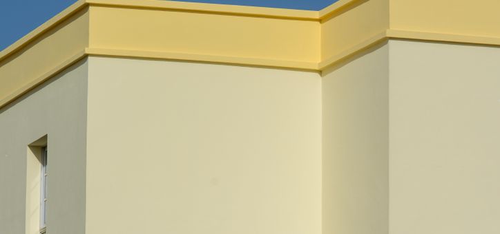 Freshly painted stucco exterior